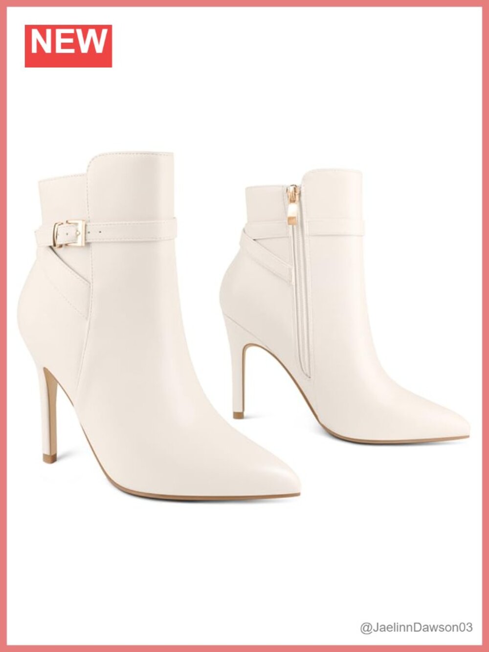 Pointed Toe Buckle Stiletto Ankle Booties Faux Leather